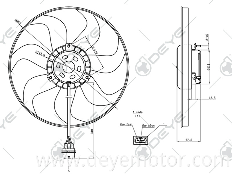 6Q0959455AD 6R0959455C auto electric radiator fans for VW DERBY FOX SKODA FABIA SEAT CORDOBA